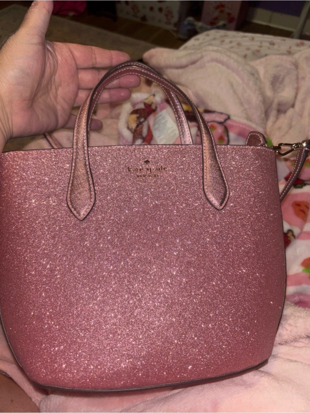 kate spade Rose Gold Glitter Tote with Matching Cardholder - Picture 4 of 7